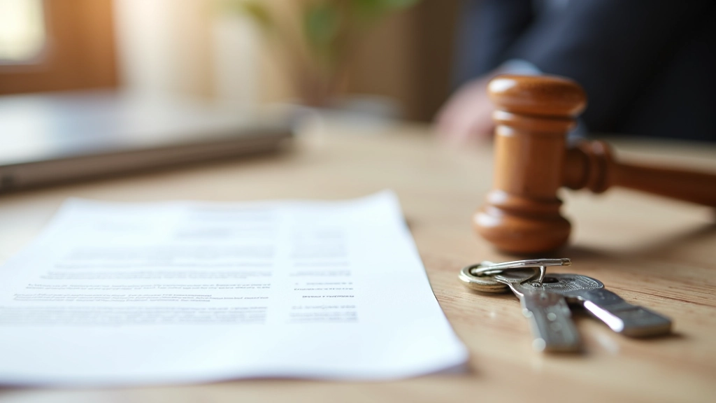 Documento de fianza legal con sello oficial junto a llaves de apartamento