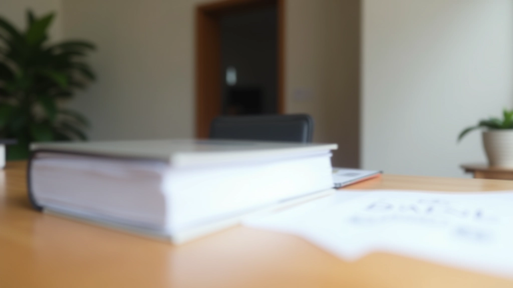 Oficina moderna con libros de leyes, documentos de arrendamiento y escritorio profesional bien organizado