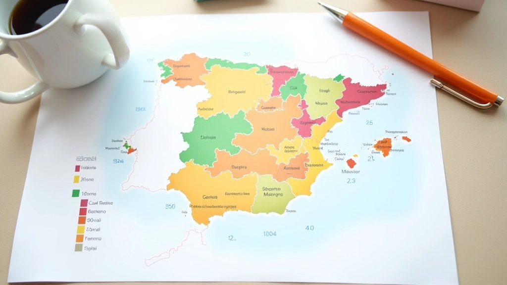 Mapa de España mostrando diferencias de precios de alquiler por región con códigos de color